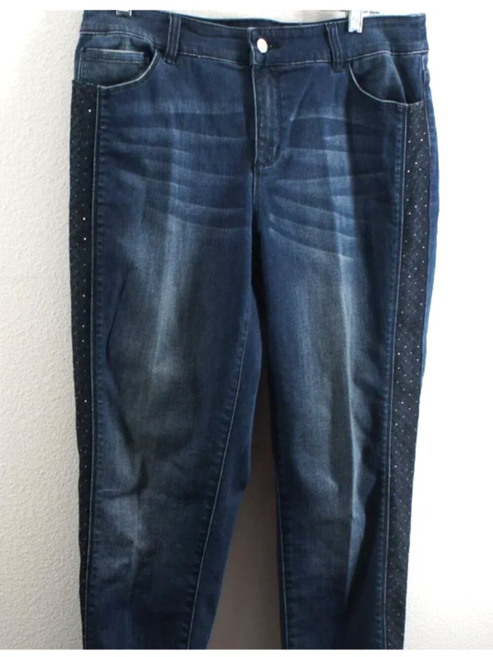 Chico's Black Label Lace Embellished Side Denim Jeans size 1